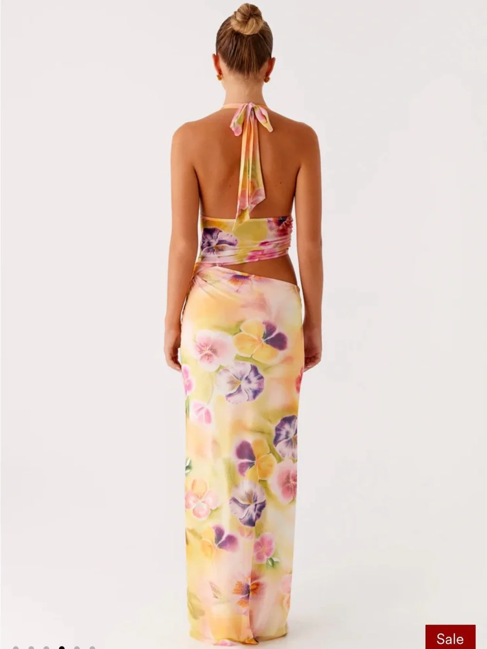 Peppermayo Yellow Floral Halter Maxi Dress - Picture 3 of 5